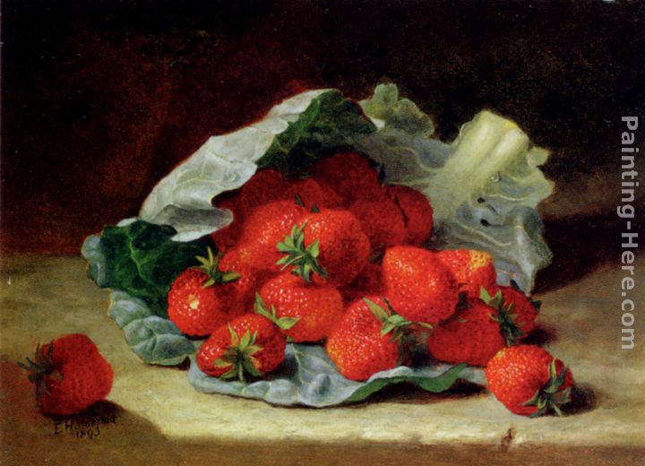 Strawberries On A Cabbage Leaf painting - Eloise Harriet Stannard Strawberries On A Cabbage Leaf art painting